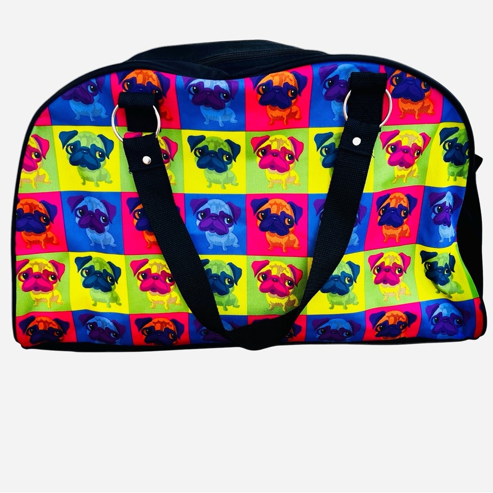 Pug Warhol Style Tote Bag Pop Art Pug Dog Graphic 19" x 1 1" x 5" Double Handle